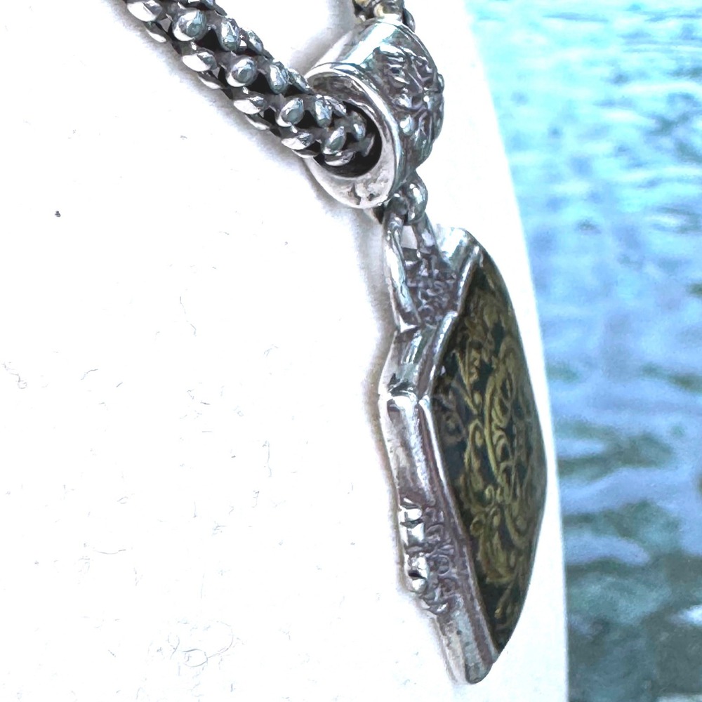 Brighton two tone Gold and black Filigree Square Pendant Necklace - Picture 7 of 7